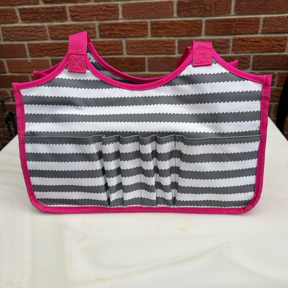Thirty-One Pink and Gray Striped Bag
